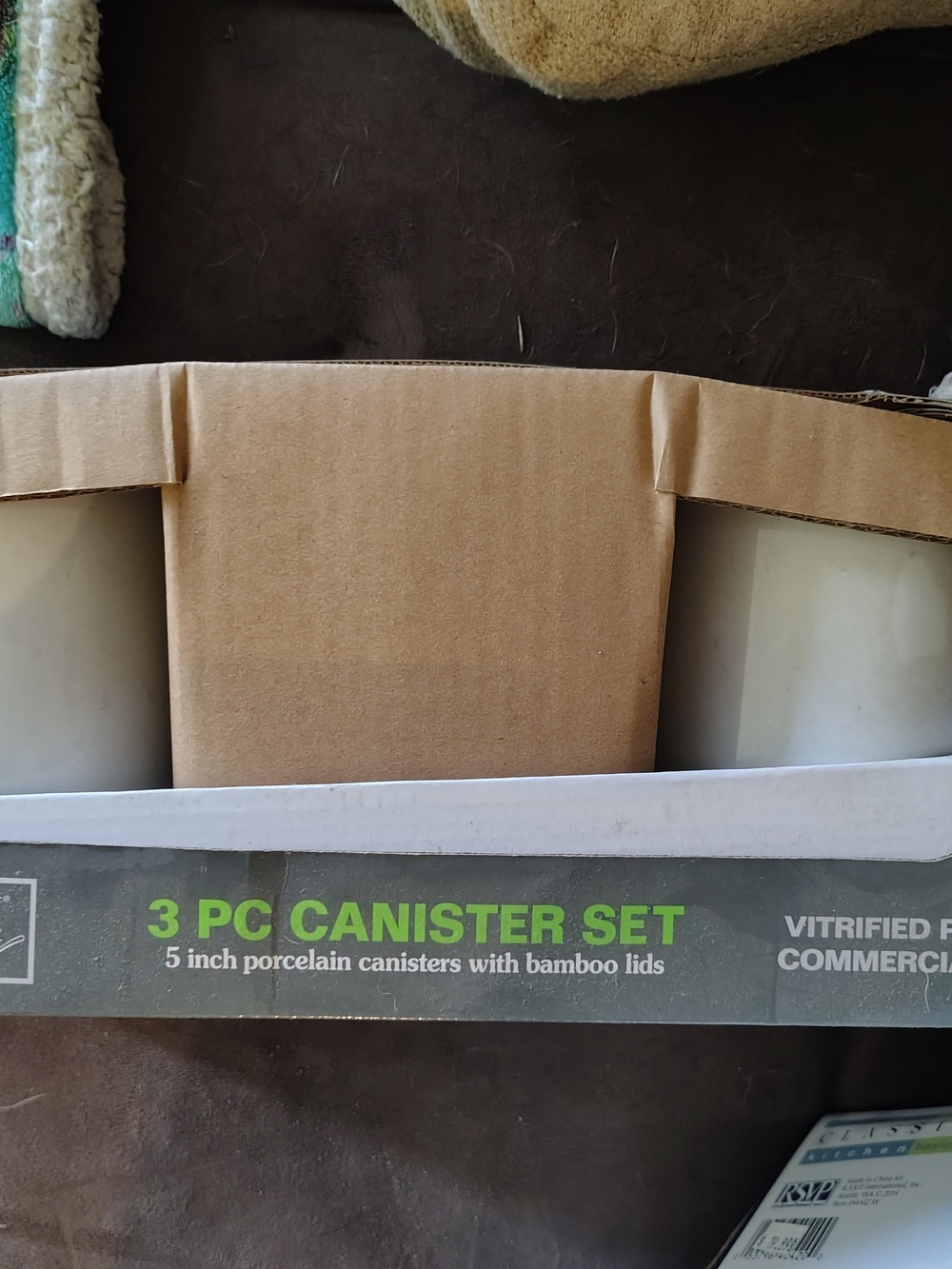 3-Piece Porcelain Canister Set with Bamboo Lids - White